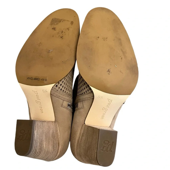 Paul Green Bonzai Perforated Nubuck Ankle Bootie Beige UK 5.5 US 8 Fall Boho - Picture 6 of 8